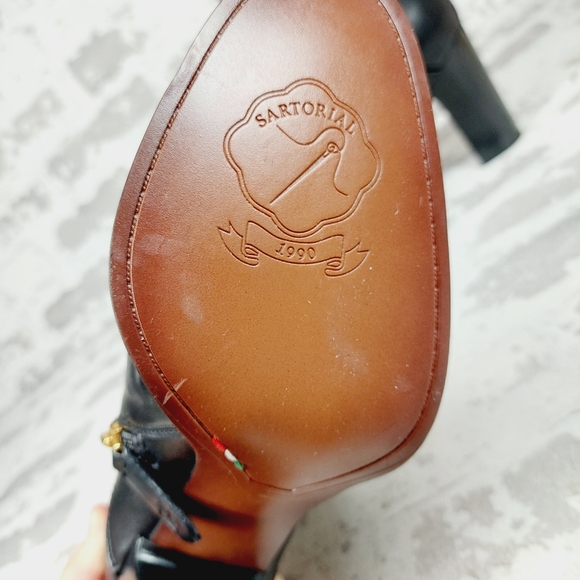 NEW Franco Sarto Womens Informa Whit Black Leather Block Heel Ankle Boots O573 - Picture 10 of 13